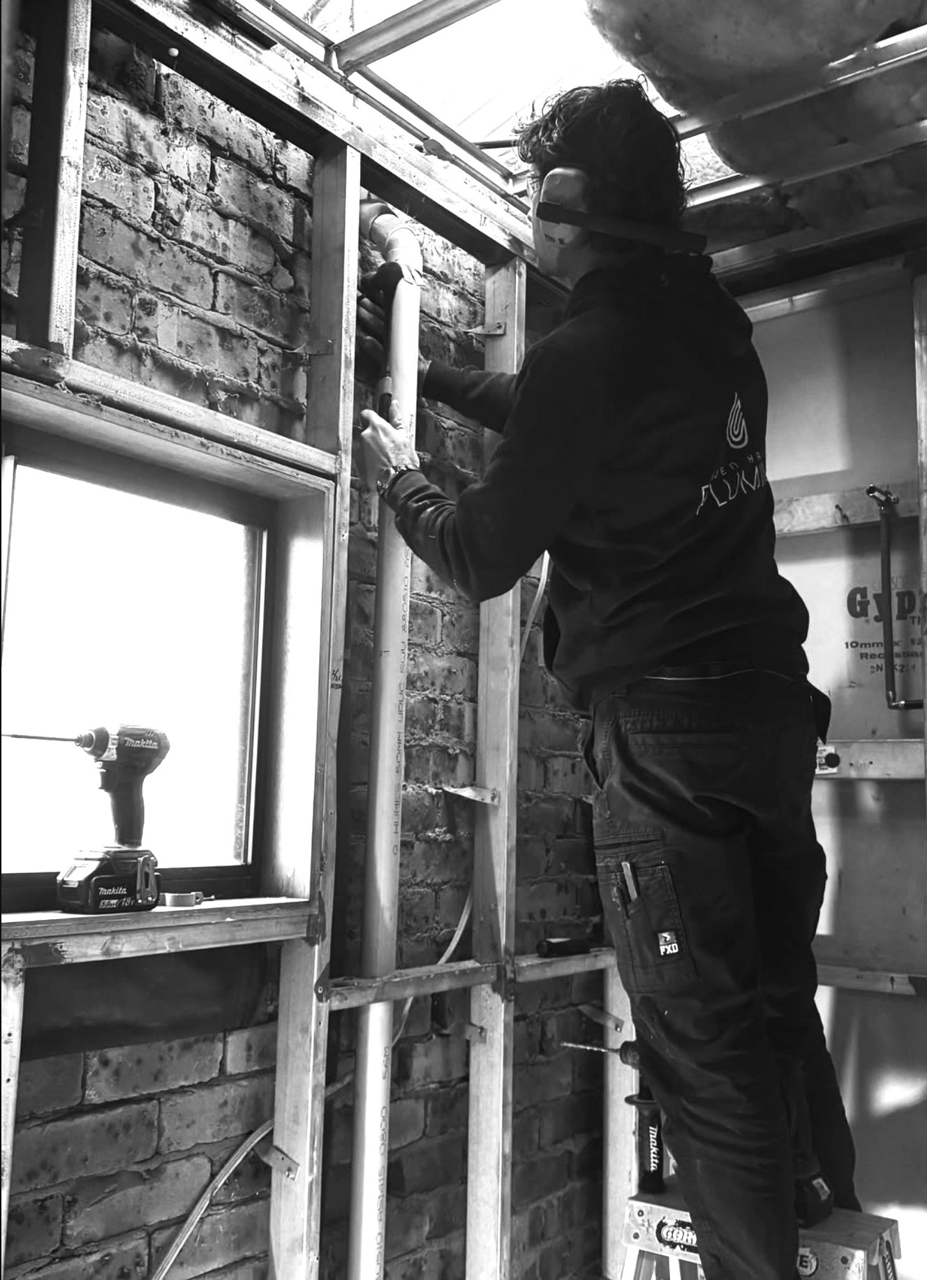 Rough-in pipework on site